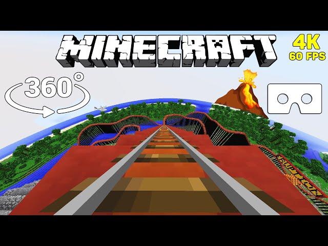  Minecraft 360° VR - Volcano Roller Coaster 4K 60 FPS Video