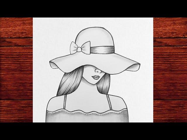 Şapkalı Bir Kız Nasıl Çizilir - Adım Adım Kolay Kız Çizimi - Karakalem Güzel Bir Kız Nasıl Çizilir