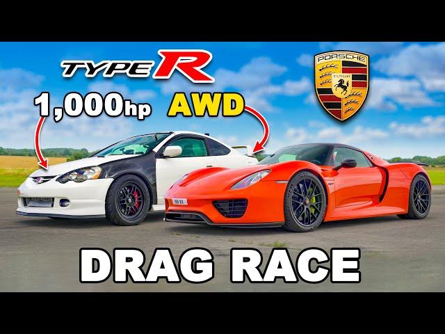 1,000hp AWD Honda v Porsche 918 Spyder: DRAG RACE