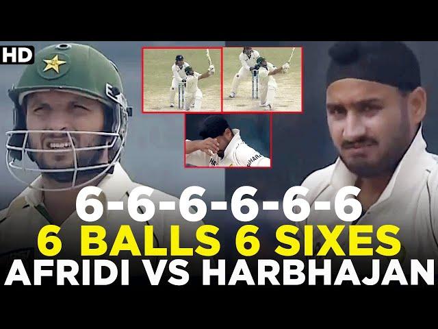 Shahid Afridi vs Harbhajan Singh | 6️⃣ Balls 6️⃣ Sixes | 6️⃣-6️⃣-6️⃣-6️⃣-6️⃣-6️⃣ | PCB | MA2A