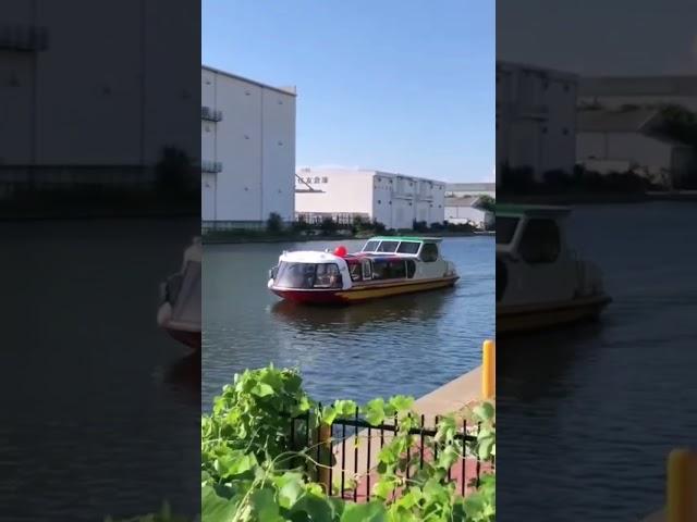 Cute Japanese small ship "Super Comet" Water Bus at Nakagawa Canal Nagoya City