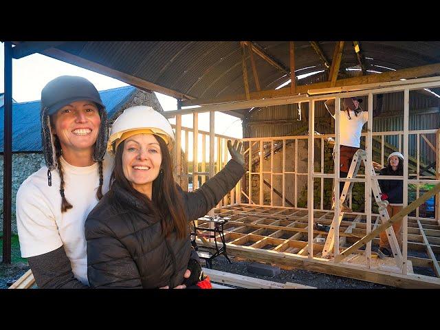 MAJOR PROGRESS at CABIN build UNDER old BARN! (Our tiny home)