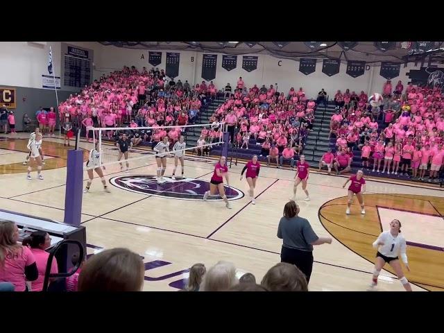 Grace Johnson OH #25 Class of 2024 hitting over block at Central High School 2022 season