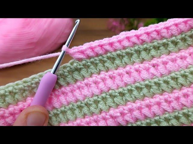 PERFECT  two color very easy crochet baby blanket model  #crochet #knitting