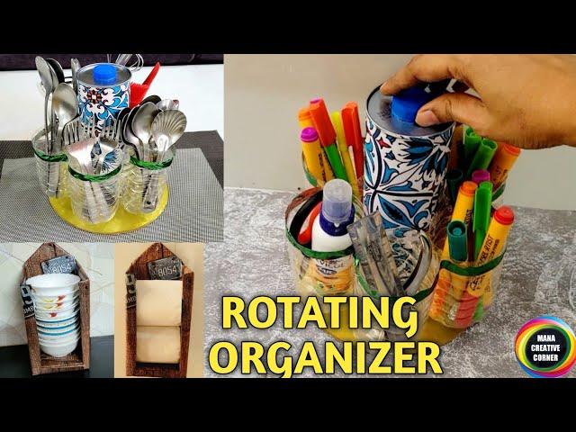 2 DIY Low Cost Organizer Ideas from waste plastic bottles | DIY Rotating Organizer |  craft 