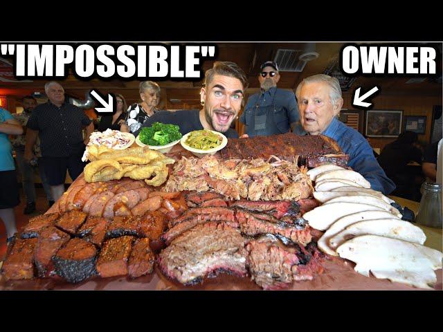 88 YEAR OLD OWNER SAID I'D FAIL THIS NEVER BEATEN TEXAS BBQ CHALLENGE | Joel Hansen