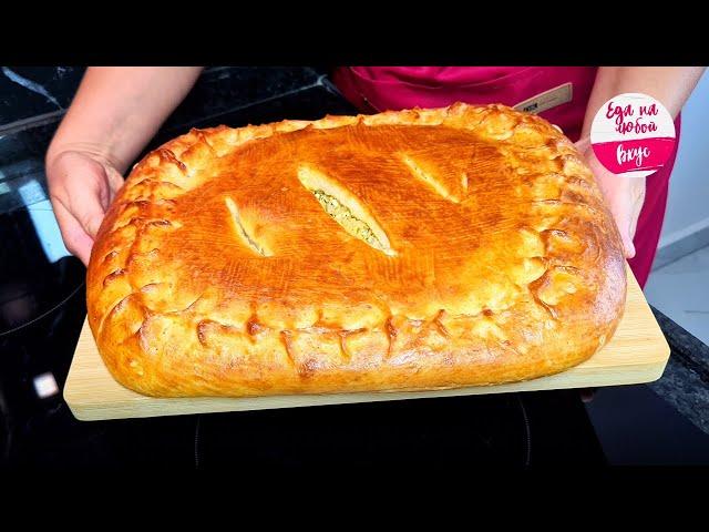 Cabbage pie "Express", quicker only Buy! Pour boiling milk over cabbage - dough Fairy Tale!