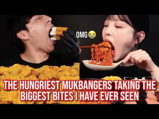 the HUNGRIEST mukbangers taking the BIGGEST bites i've ever seen