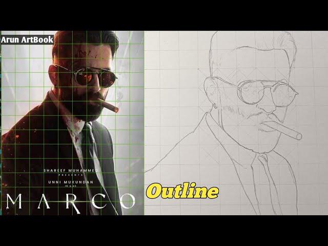 Marco Movie Unni Mukundan Drawing Easy / Face Outline Tutorial / Marco Drawing / Arun ArtBook