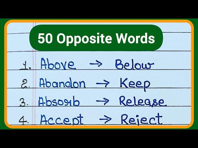 50 Opposite Words || Opposite Word || Opposite Words || Ulta Shabd