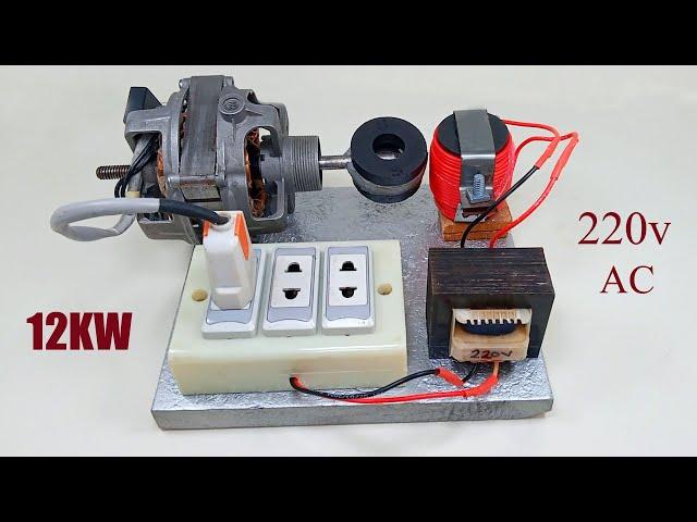 How to make free electricity 220V AC energy powerful electric generator with PVC copper wire magnet