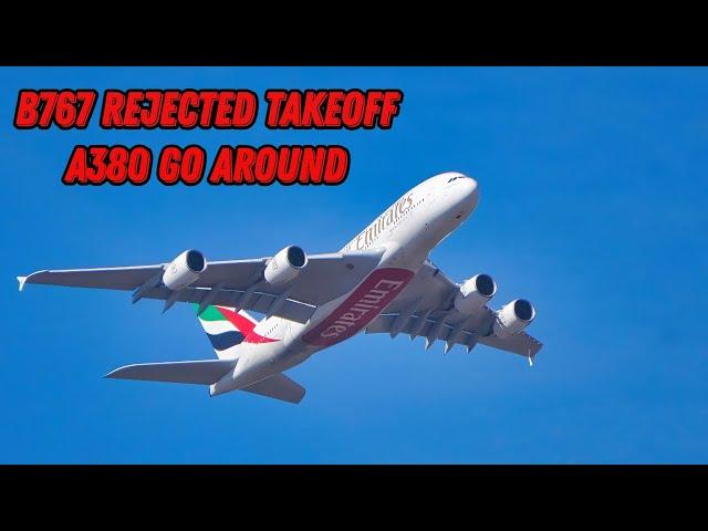 A380 GO AROUND AFTER BOEING 767 REJECTED TAKEOFF at Munich Airport