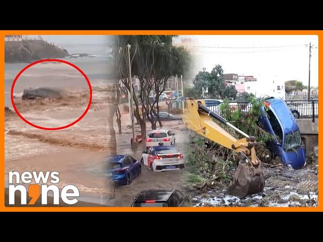 Car Washed Out to Sea as Flash Flood Hits Spain's Gran Canaria | News9