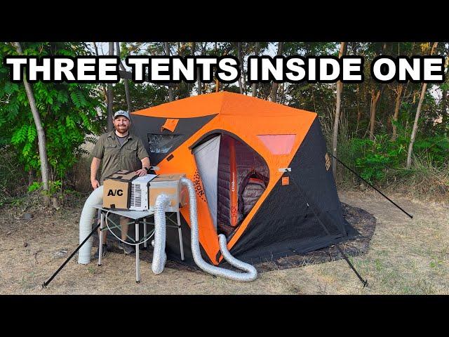 Insulated Tent Inside Insulated Air-Conditioned Tent | Extreme Heat!