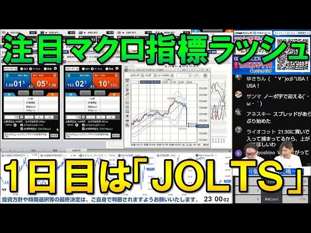 FX実践解説、注目のマクロ指標ラッシュ開始、１日目のJOLTSはガラガラ…（2024年10月29日)