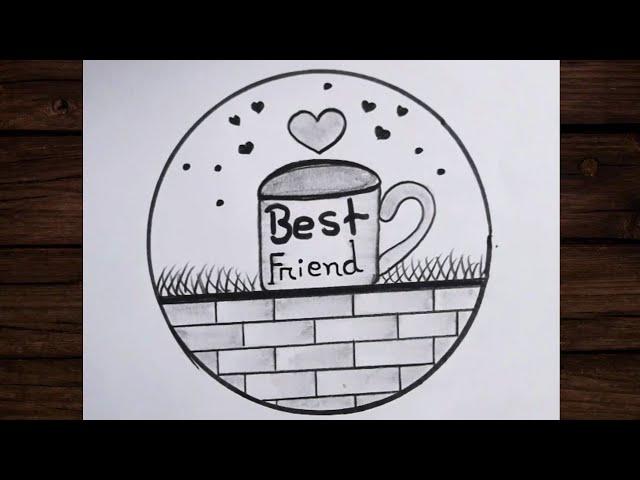 Easy circle scenery drawing /Easy drawing ideas for beginners/ How to draw pencil sketch drawing