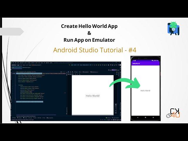 Create Hello World App & Run on Emulator II Android Studio Tutorial - #4