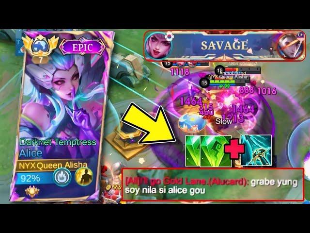 SAVAGE + AGGRESSIVE ALICE !  HOLY CRYSTAL & SKY PIERCER IS TOTALLY BROKEN!!|UNDERRATED BUILD! |MLBB