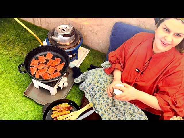 Vlog in Iran | Cooking Persian pan Kebab  (kabab Tabei )and Zucchini recipe , Meat by Iranian Lady