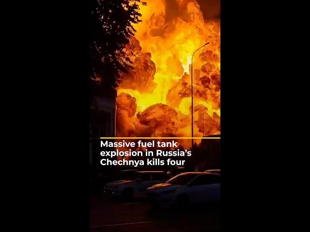 Massive fuel tank explosion in Russia's Chechnya kills four | AJ #shorts