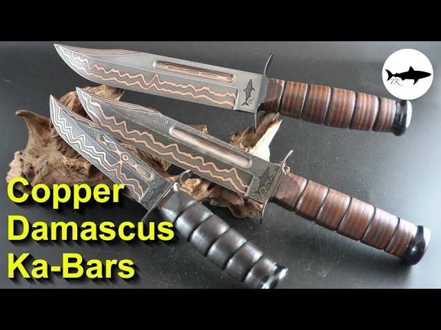 Forging Three Copper Damascus Ka-Bar Knives - The Complete Video