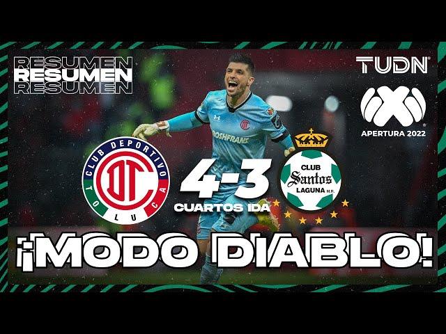 Resumen y goles | Toluca 4-3 Santos | Liga Mx AP2022 - Cuartos IDA | TUDN