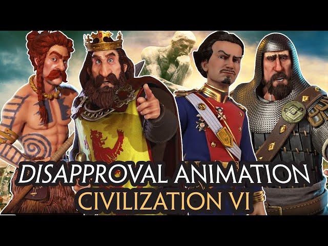 DISAPPROVAL DIALOGUE QUOTE & ANIMATION FROM ALL 67 LEADERS - CIV VI