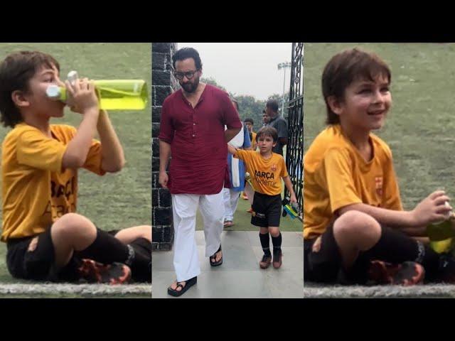 Taimur Ali Khan Spotted Playing Football  in Ground 