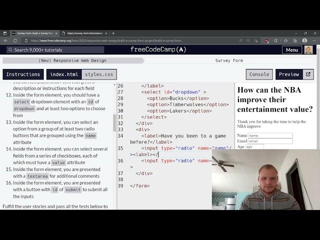 Build a Survey Form | FreeCodeCamp