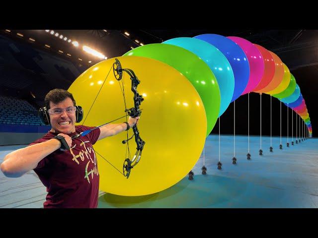 How Many Giant Balloons Stops A Compound Bow & Arrow?