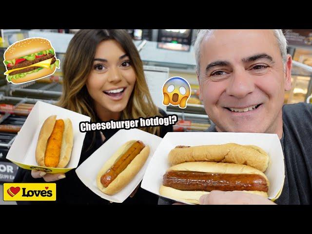 We Tried CRAZY Hot Dogs - Love's Travel Stop (cheeseburger flavor!?..)