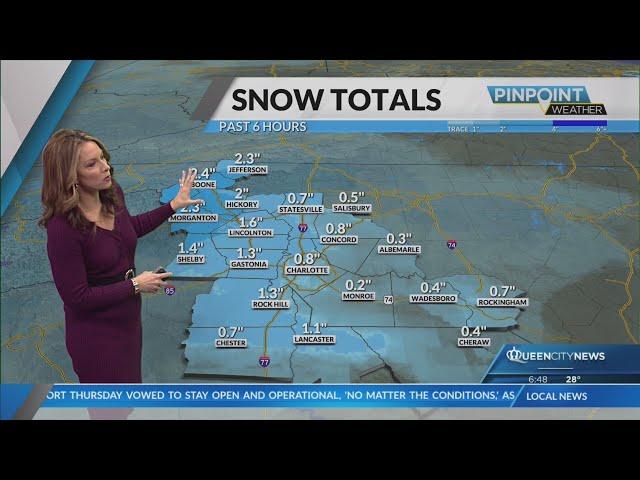 Tracking: Latest snow totals across Charlotte area