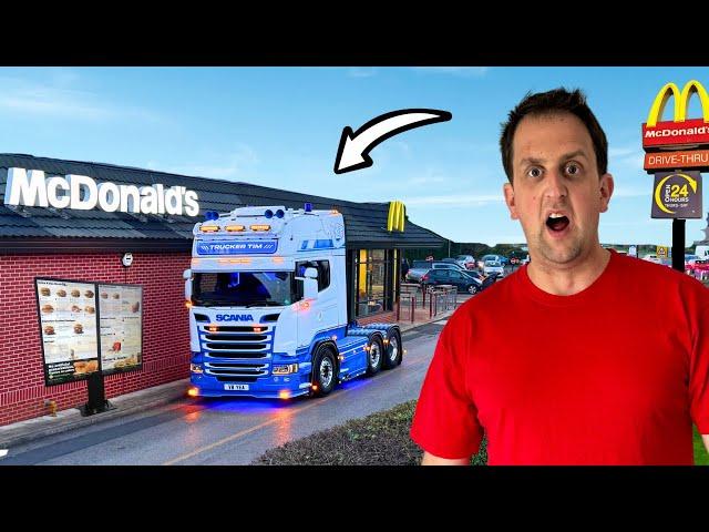 TAKING MY SCANIA V8 TO McDONALD’S DRIVE THRU | #truckertim