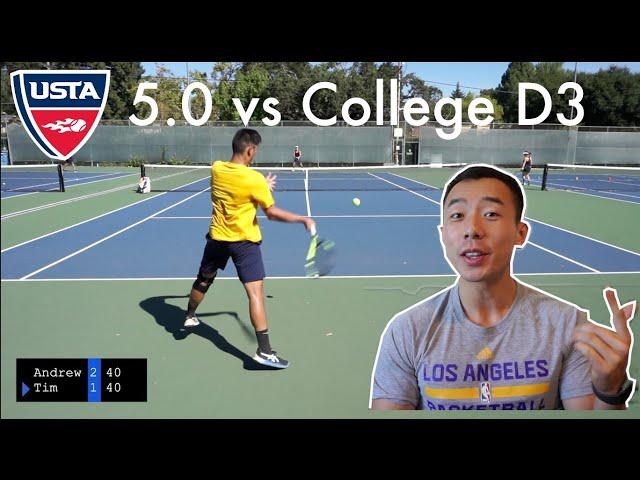 USTA 5.0 vs College Division 3 Tennis Highlights HD | Tim vs Andrew