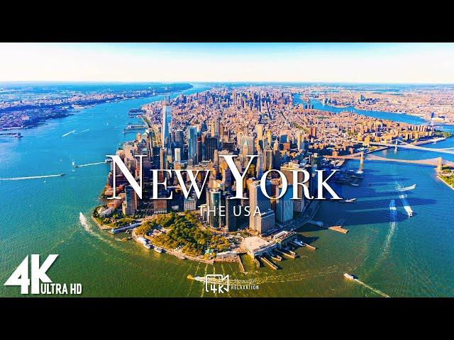 FLYING OVER NEW YORK 4K UHD - Relaxing Music With Beautiful Natural Landscape - 4K UHD TV