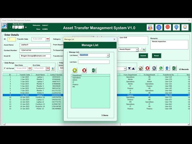 Asset Transfer Management System V1.0 in Excel