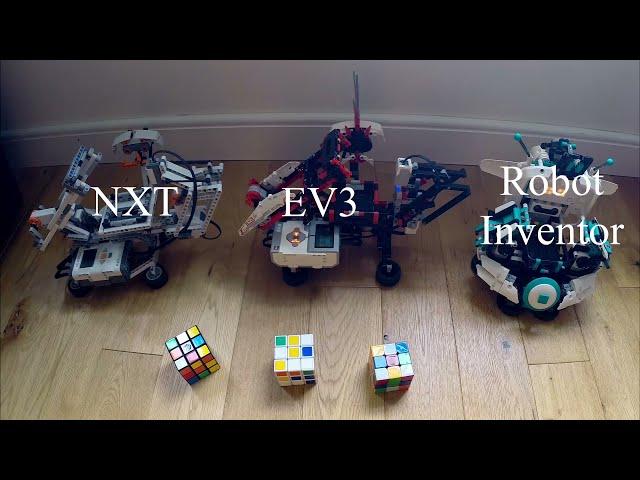 3 Generations of Lego Mindstorms Mindcuber Rubiks Cube solving robots