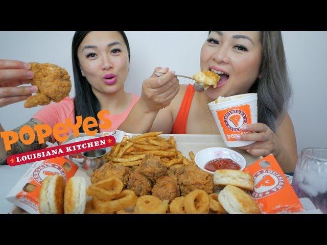 Popeyes Chicken Feast | Sister Q&A Mukbang | N.E Let's Eat