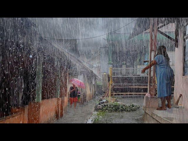 Super Heavy Rain And Strong Winds In My Village | Sleep Instantly With The Sound Of Heavy Rain