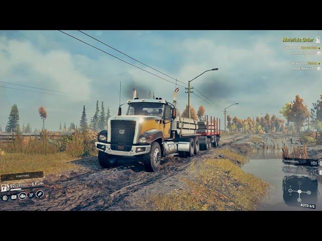 CAT CT680 delivery to the Service Hub in Black River | SnowRunner PC gameplay