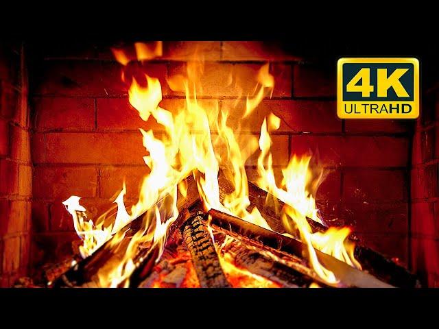  Cozy Fireplace 4K (12 HOURS). Fireplace with Crackling Fire Sounds. Crackling Fireplace 4K