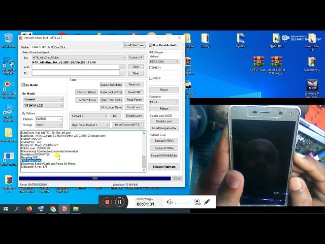 huawei mya l22 frp umt 100%ok