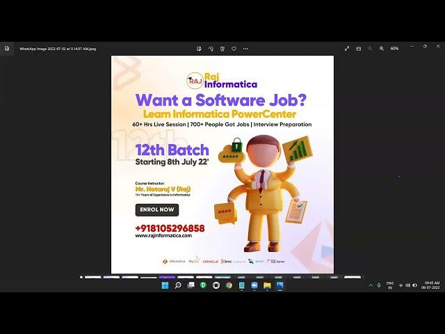 Session 1 Batch 12 Introduction to Informatica - Raj Informatica Realtime Online job-based Training