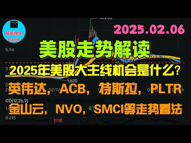 2月7日，2025年美股大主线机会是什么？英伟达、ACB、特斯拉、PLTR、金山云、NVO、SMCI等走势看法️️ #美股推荐2025 #英伟达股票 #特斯拉股票 #美股投资 #美股大涨 #比特币