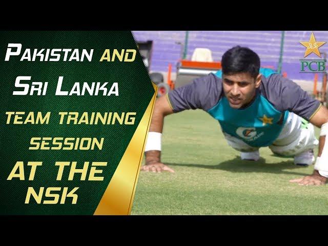 Pakistan and Sri Lanka team training session at the National Stadium Karachi.