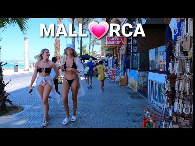 4KPlaya de Palma S'Arenal  Mallorca July️33°C| Beach walk |Spain 2022| Walking tour Ballermann