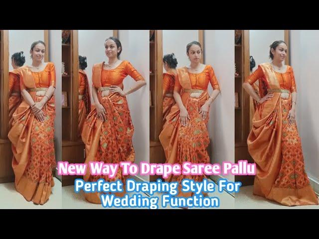 New Saree Pallu Draping | Best Style For Wedding Function | Kaveri Kotadia #sareedraping