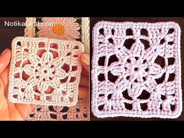 CROCHET EASY Crochet Granny Square  Lace Motif #4  for beginners