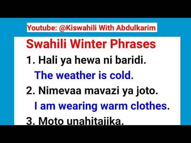 20- Phrases for talking about Winter in Swahili