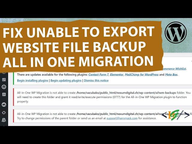 How to Fix Unable to Create & Export WordPress Backup File All in One WP Migration Permission Issue